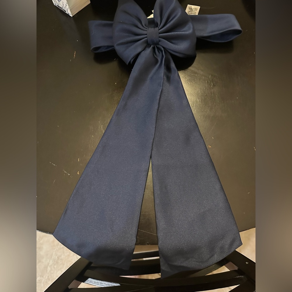 Marine color flower girl sash with bow